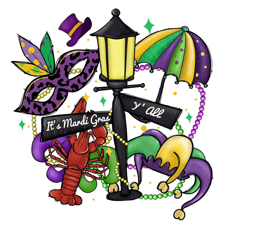 It's Mardi Gras Y'all Design - DTF bereit zum Aufpressen
