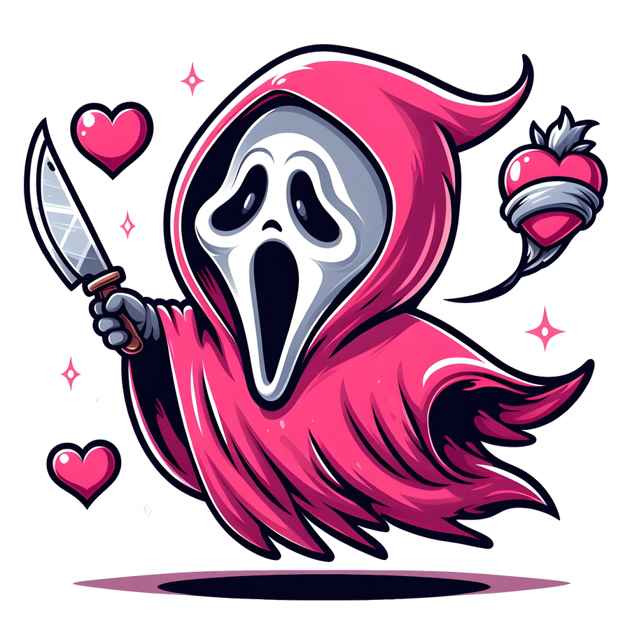Ghostface Couple Heart Design - DTF Ready To Press