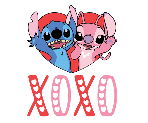 Lilo And Stitch XOXO Valentine Design - DTF Ready To Press - DTF Center 