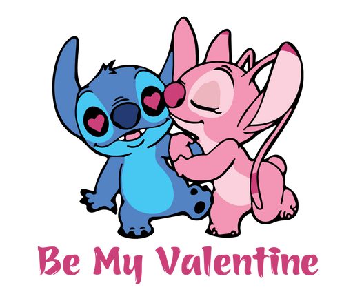Lilo And Stitch Be My Valentine Design - DTF Ready To Press - DTF Center 