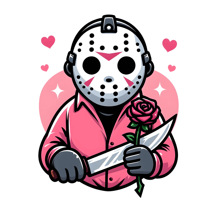Jason Voorhees Couple Rose Design - DTF Ready To Press