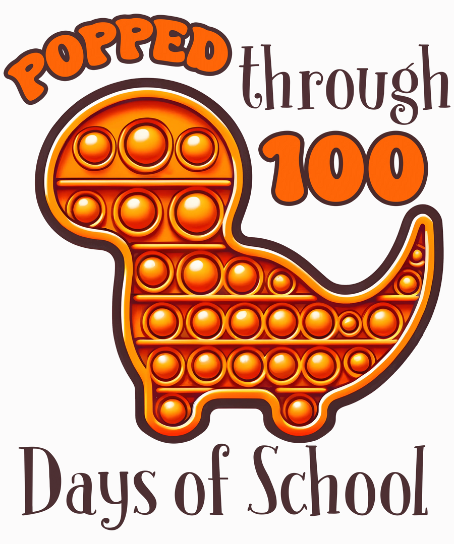 Pasé por el diseño de dinosaurio de 100 días de escuela: DTF listo para imprimir
