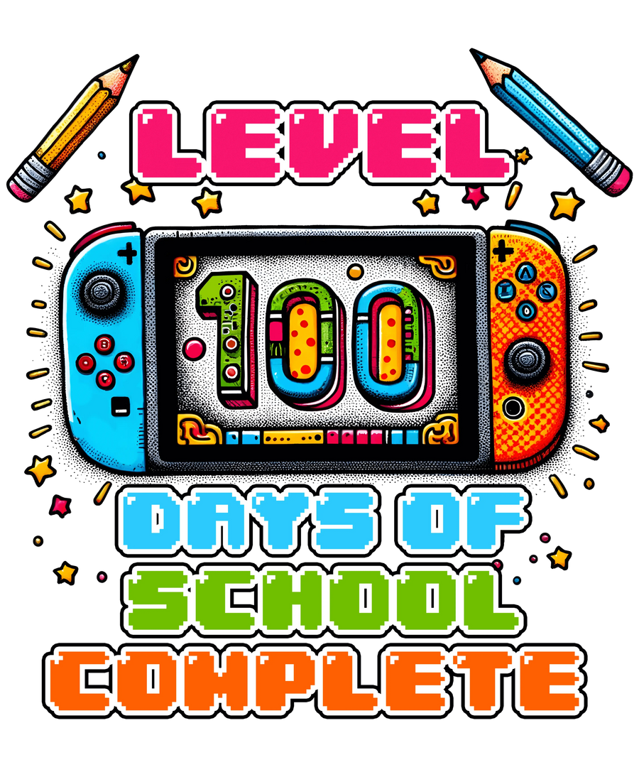 Diseño completo de Días de escuela de nivel 100: DTF listo para imprimir