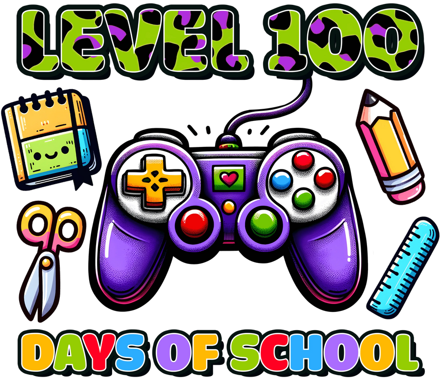 Diseño de Días de Escuela Nivel 100 - DTF Listo para Imprimir