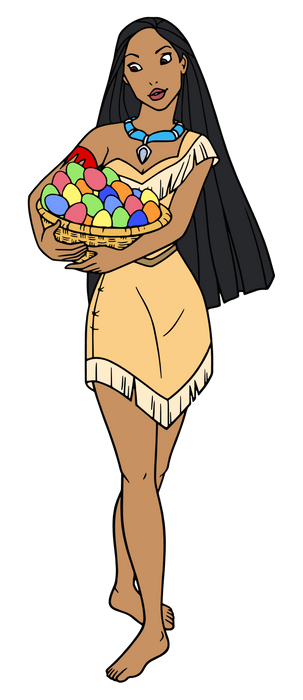 Disney Pocahontas Easter design with colorful eggs, DTF ready to press.