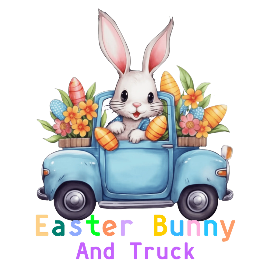 Truck Lover Easter Bunny Design - DTF Ready To Press
