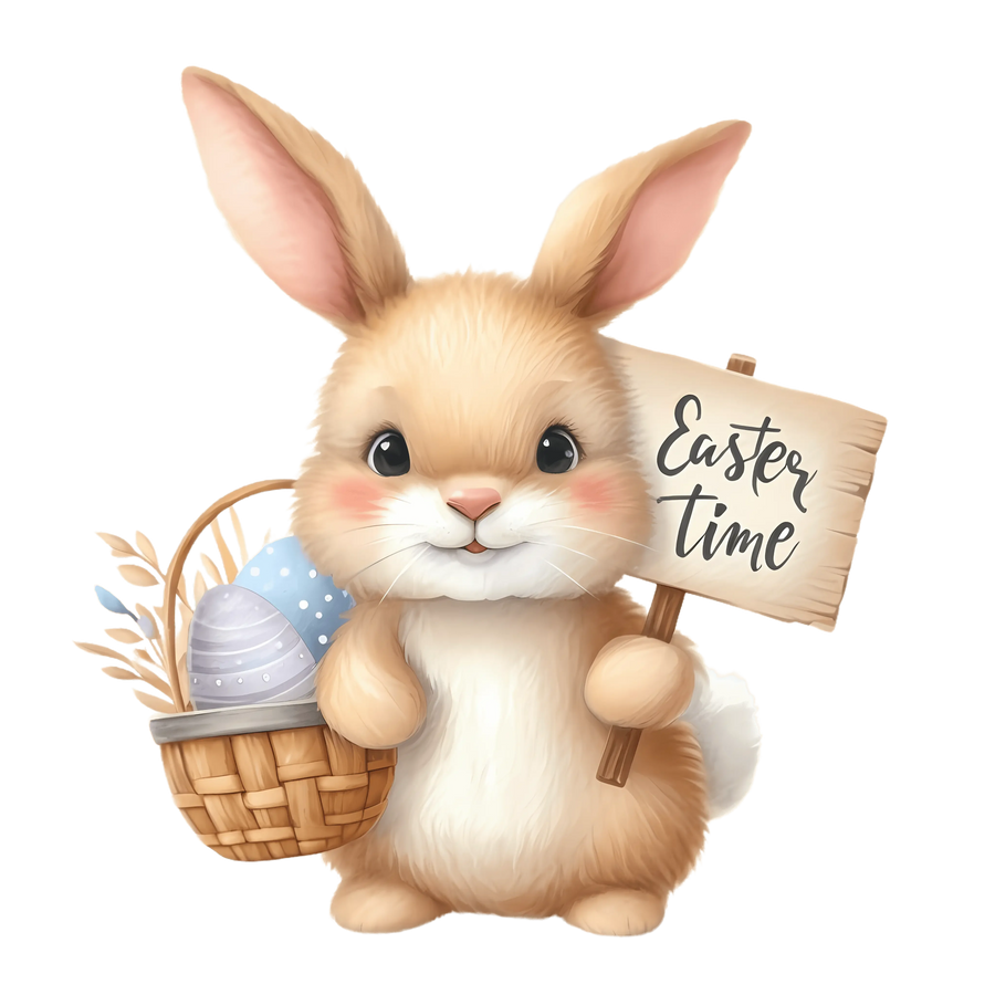 Easter Time Egg Hunting Bunny Design - DTF Ready To Press