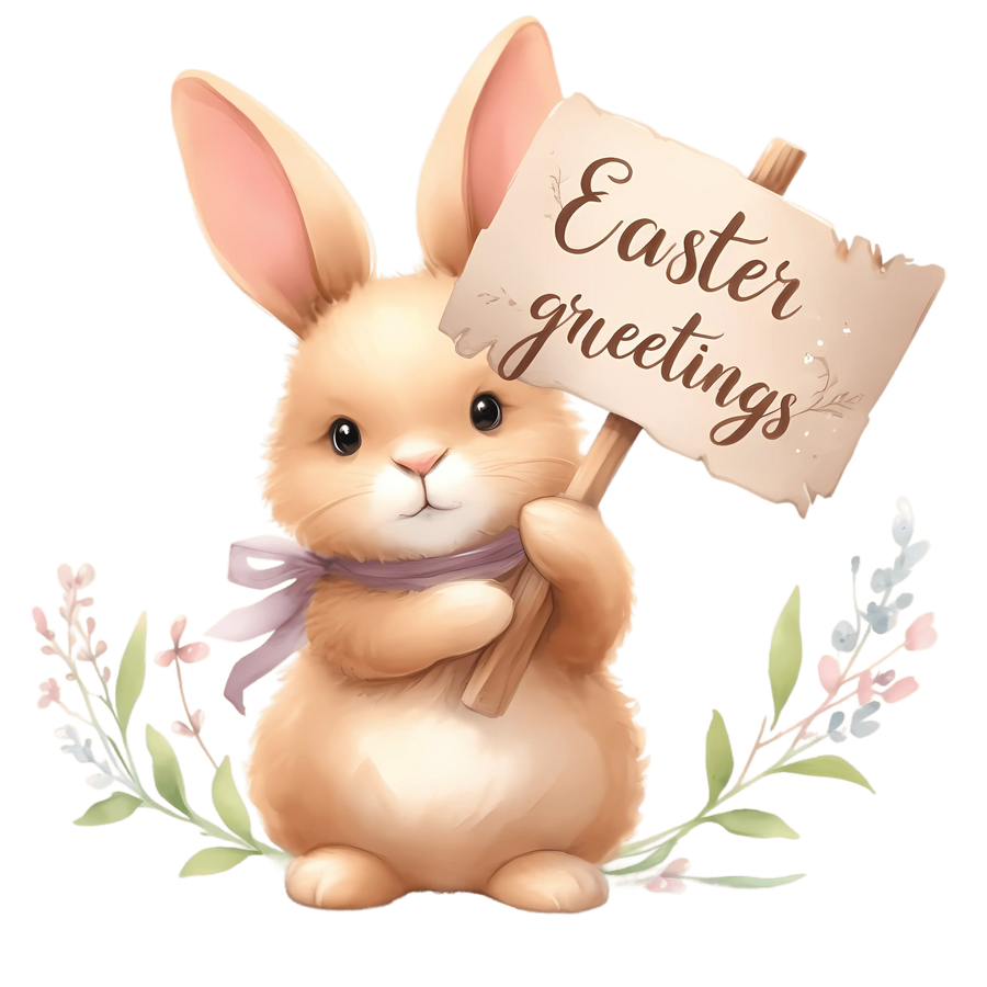 Easter Greetings Cute Bunny Design - DTF Ready To Press