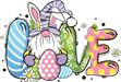 Easter Love Gnome Bunny Design - DTF Ready To Press - DTF Center 