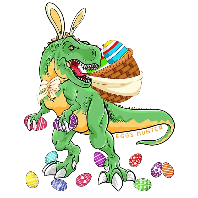 T-Rex Easter Hunting Design - DTF Ready To Press