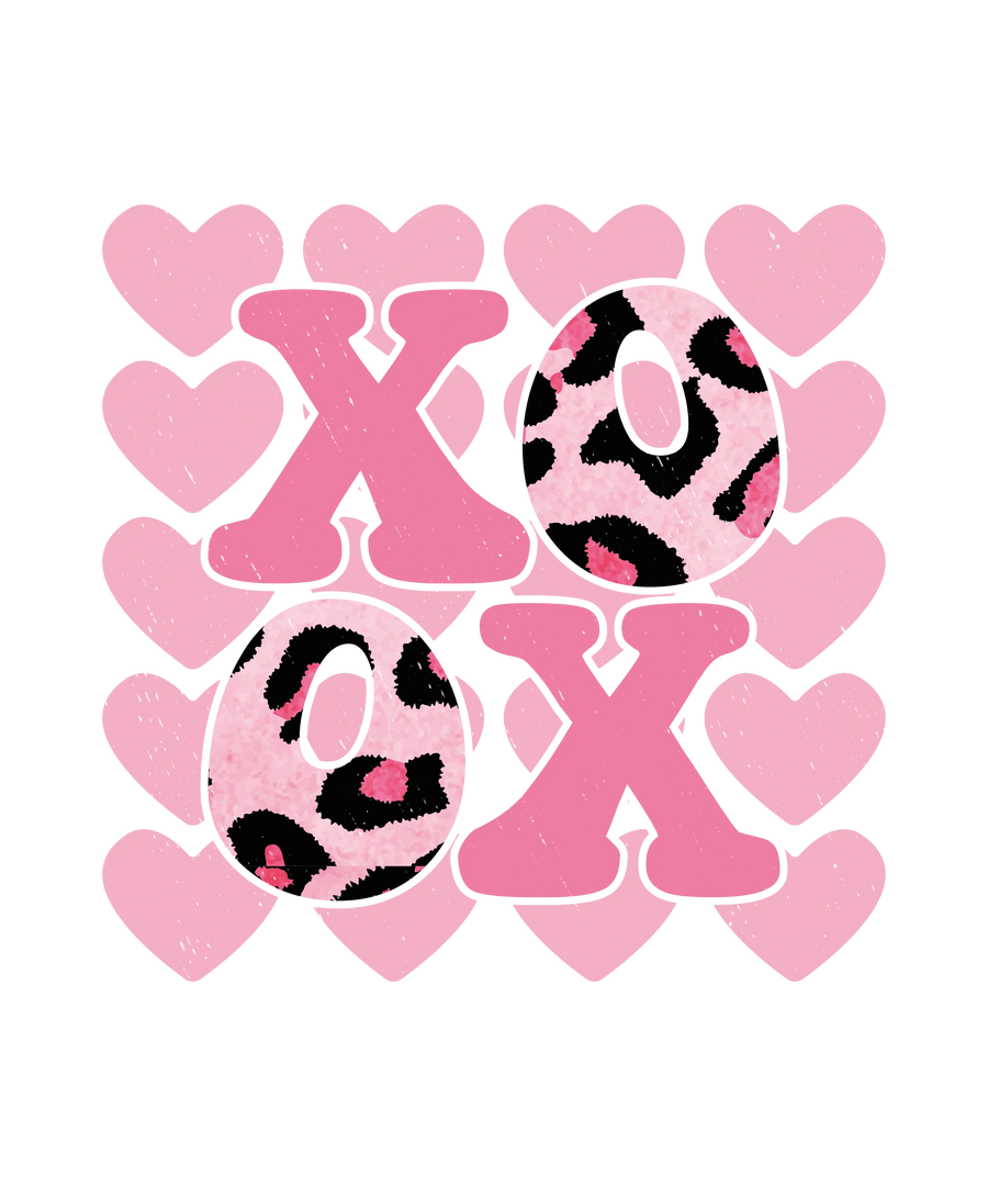Xoxo Pink Leopard Valentine's Day Design - DTF Ready To Press