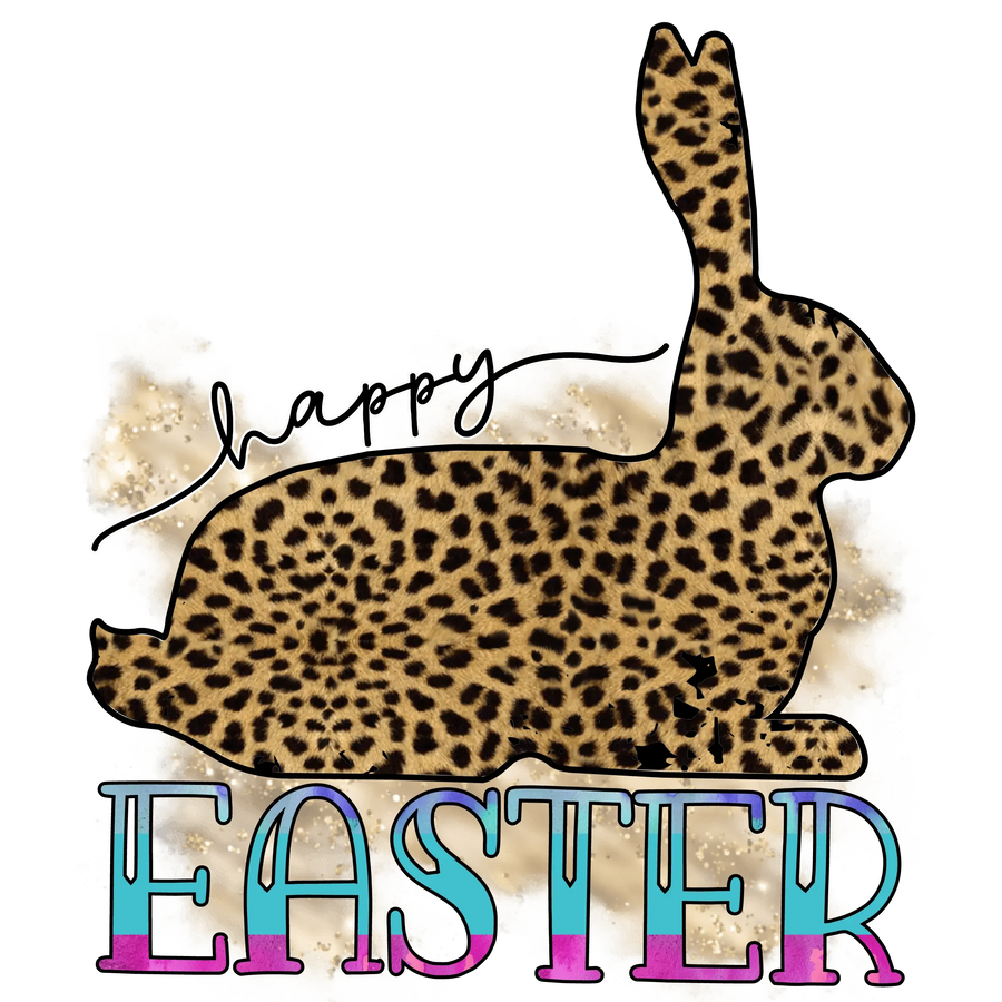 Happy Easter Bunny Leopard Design - DTF Ready To Press