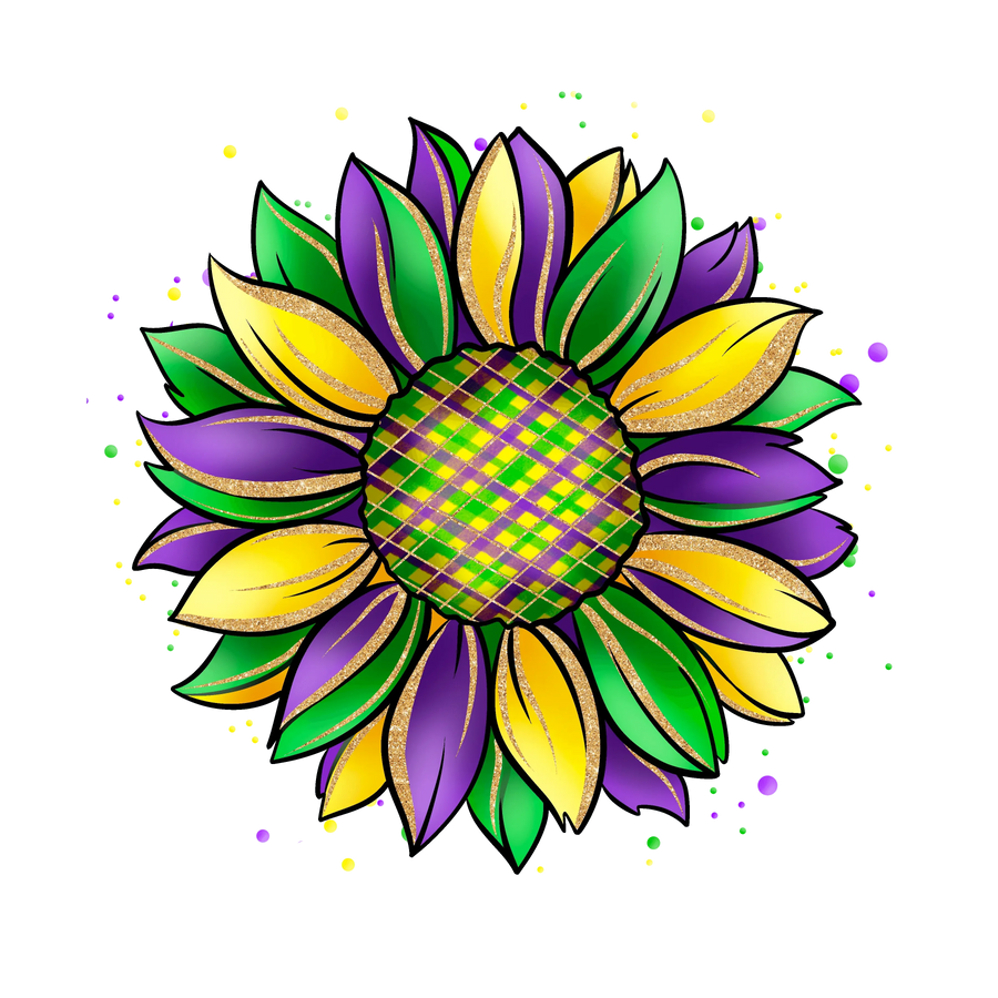 Mardi Gras Sonnenblumen-Design – DTF druckfertig