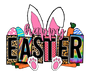 Bunny Happy Easter Leopard Design - DTF Ready To Press - DTF Center 