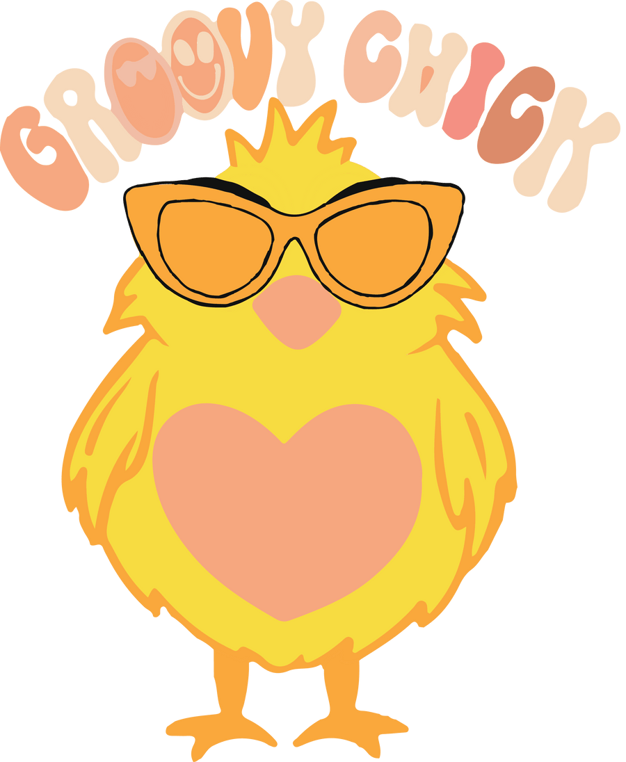 Groovy Chick Easter Design - DTF Ready To Press