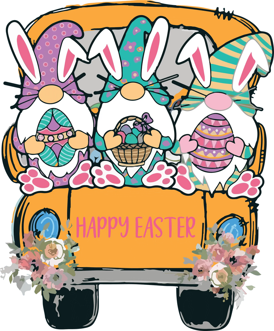 Hunting Season Gnome Truck Happy Easter Design - DTF Ready To Press