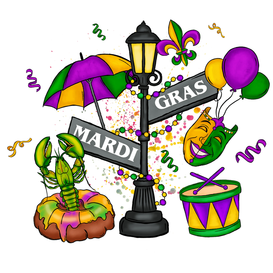 Mardi Gras Carnival Design - DTF Ready To Press