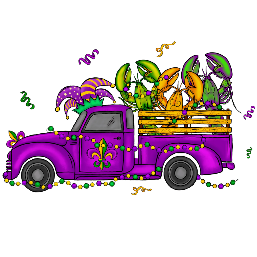 Mardi Gras Truck Lover Design - DTF Ready To Press