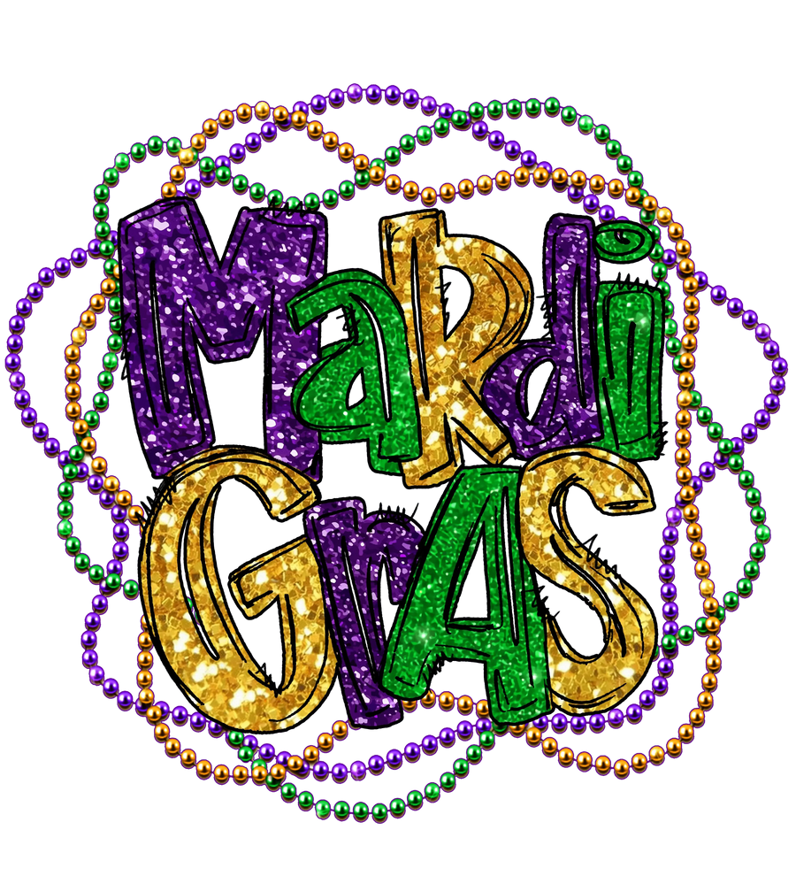 Mardi Gras Retro Party Design - DTF Ready To Press