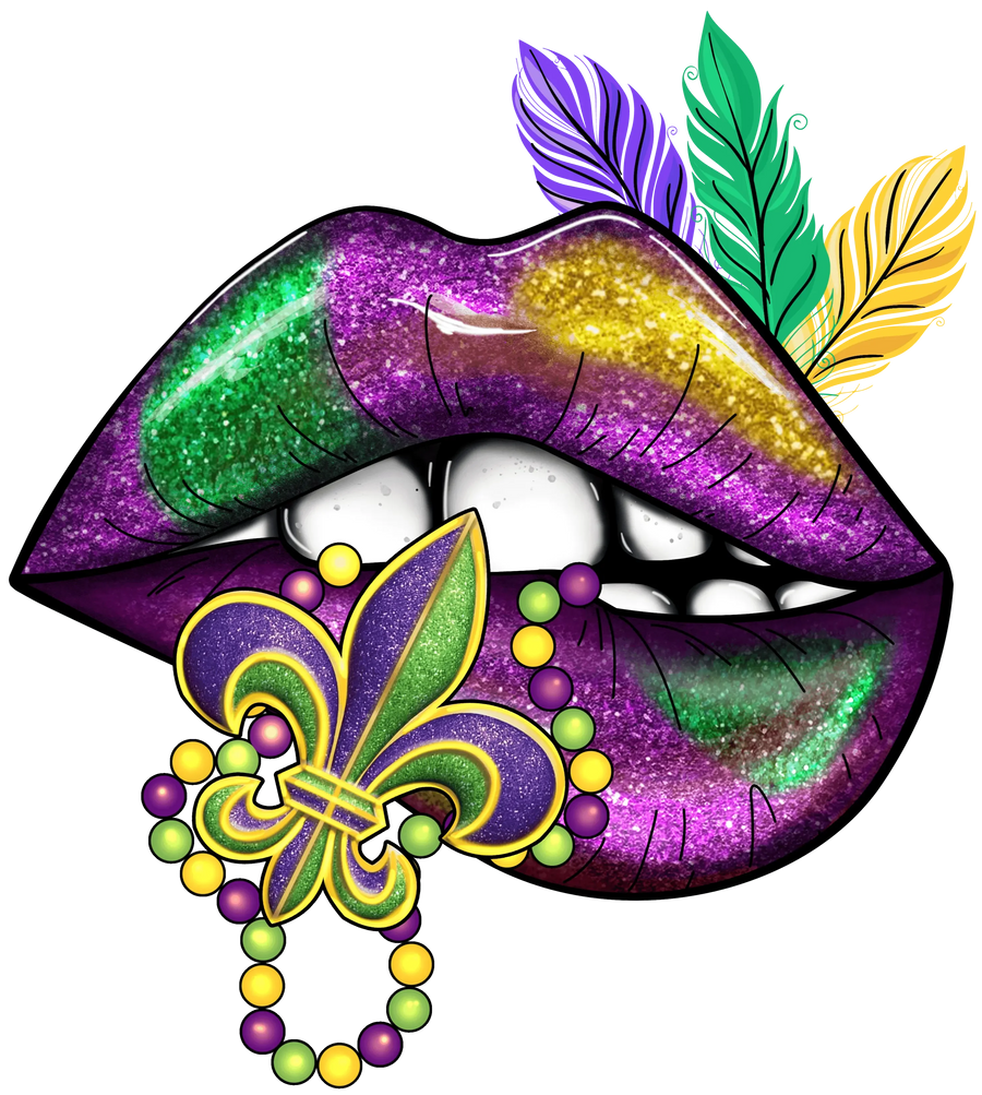 Mardi Gras Lippen Design - DTF Bügelbild