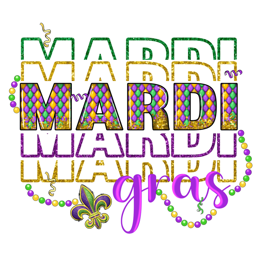 Faschingsdienstag Mardi Gras Karneval-Design – DTF Ready To Press