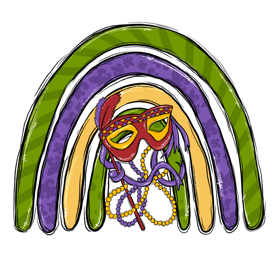 Mardi Gras Karneval Regenbogen Masken-Design – DTF Ready To Press