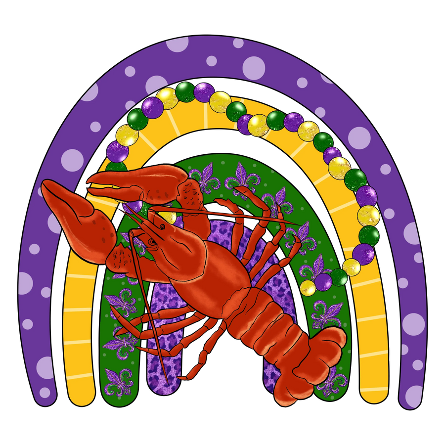Mardi Gras Karneval Regenbogen Hummer Design - DTF Ready To Press