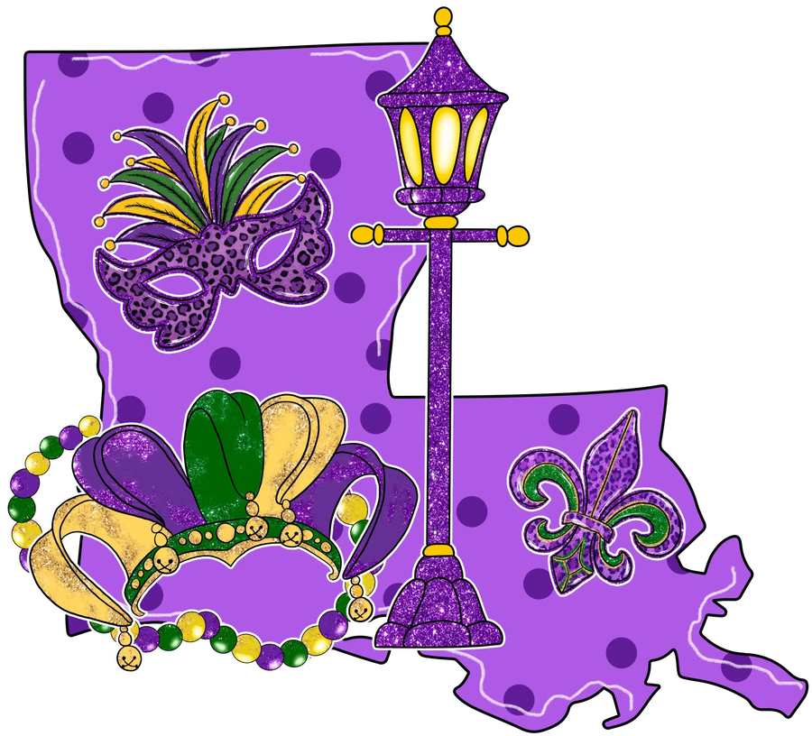 Mardi Gras Karneval Straßen-Design - DTF bereit zum Aufpressen