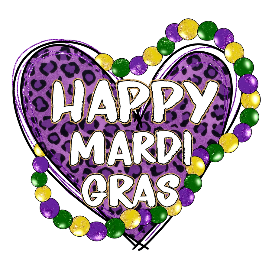 Happy Mardi Gras Design - DTF Ready To Press