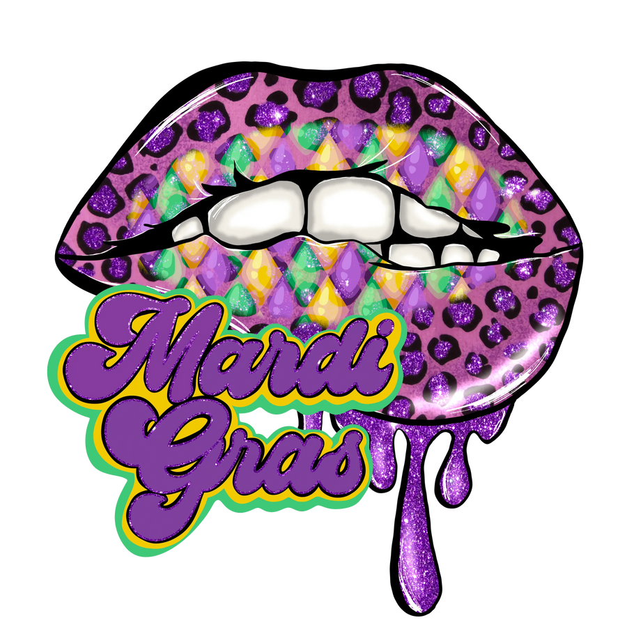 Faschingsdienstag Mardi Gras Karneval Lippen Design - DTF Ready To Press