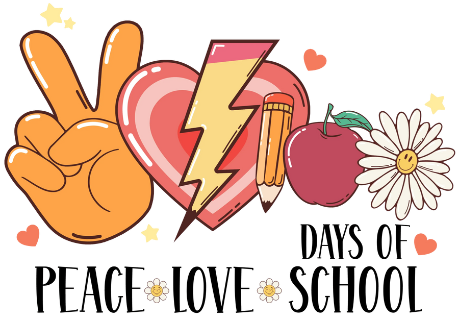 100 días de paz y amor Diseño escolar - DTF Listo para imprimir