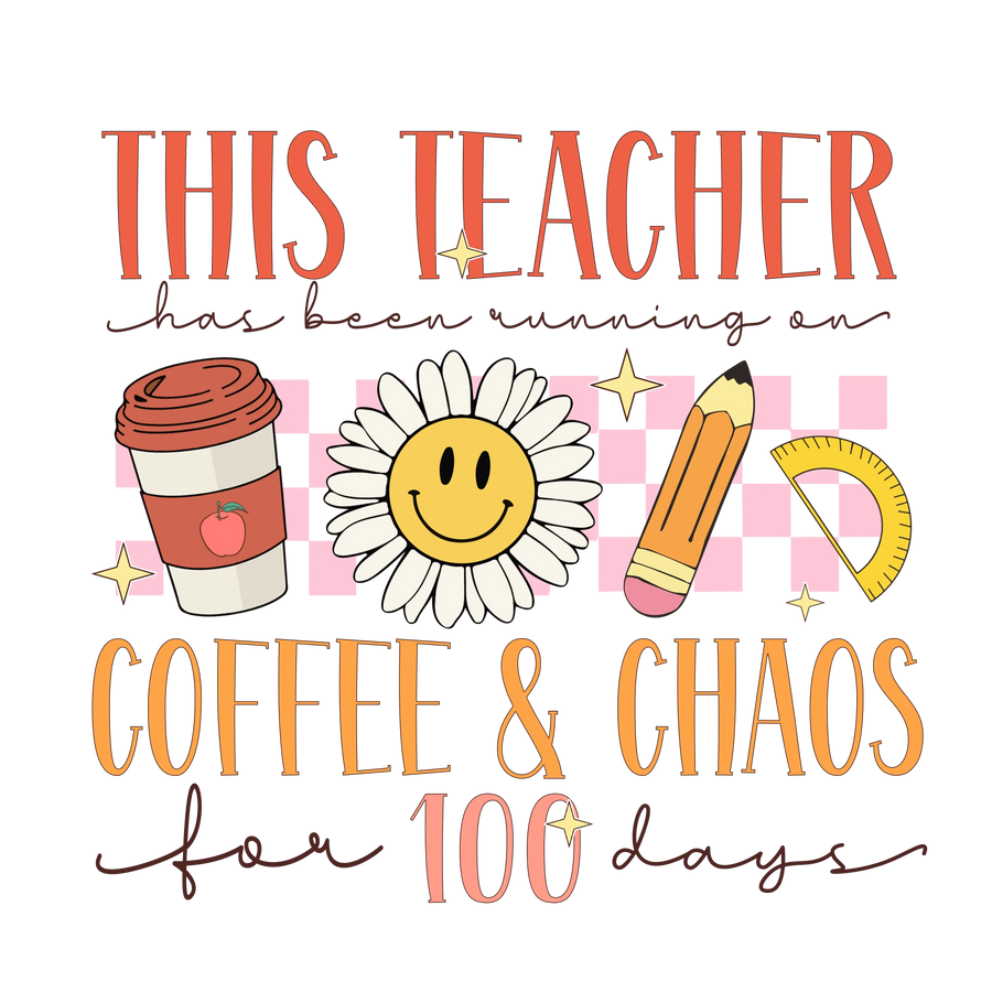 Diseño retro de 100 días de clases: DTF listo para imprimir