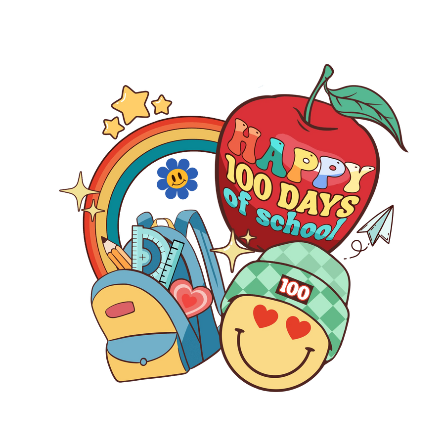 Felices 100 días de diseño escolar: DTF listo para imprimir