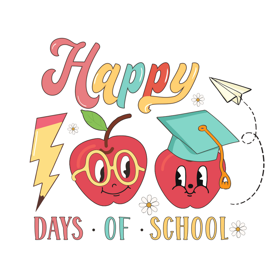 Felices 100 días de diseño escolar: DTF listo para imprimir