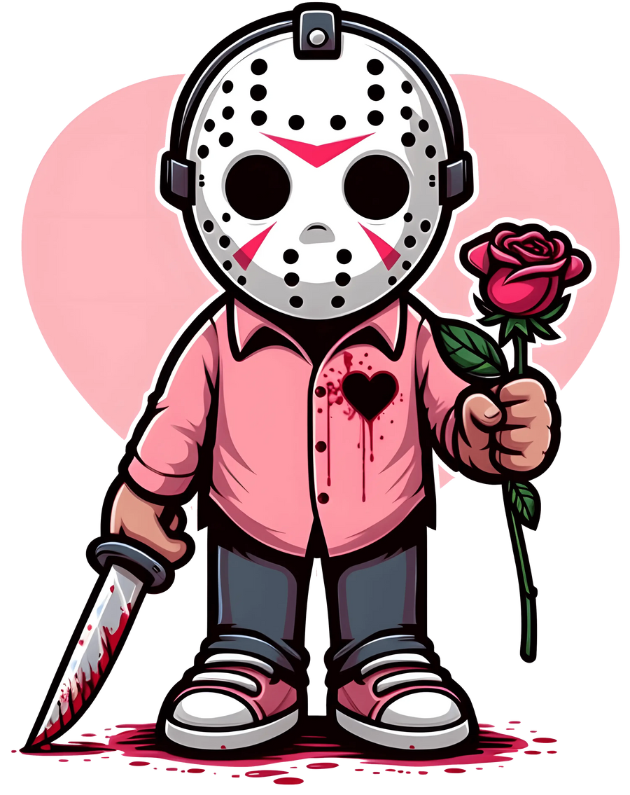Jason Voorhees Valentine Love Design – DTF bereit zum Pressen