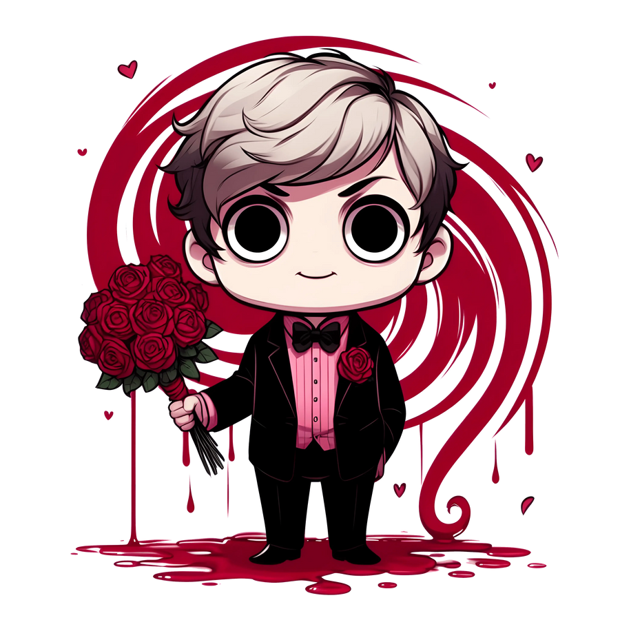 Vampire Valentine's Day Rose Design - DTF Ready To Press