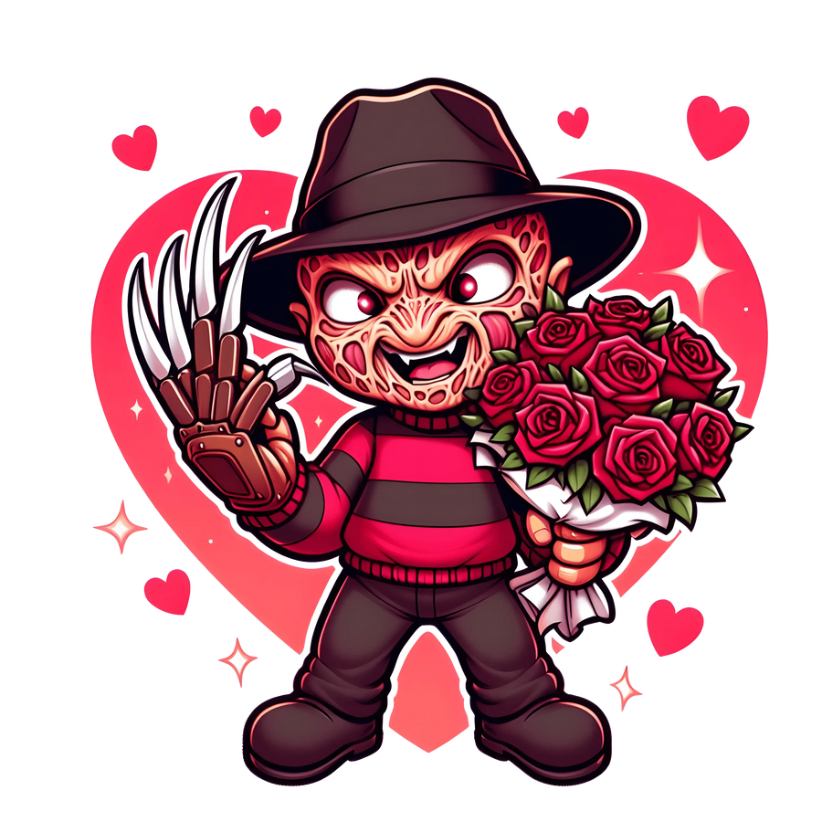 Freddy Krueger Valentine's Day Rose Design - DTF Ready To Press