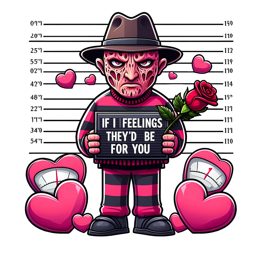 A Nightmare on Elm Street Freddy Krueger If I Feelings They'd Be For You Valentine's Day Design - DTF Ready To Press