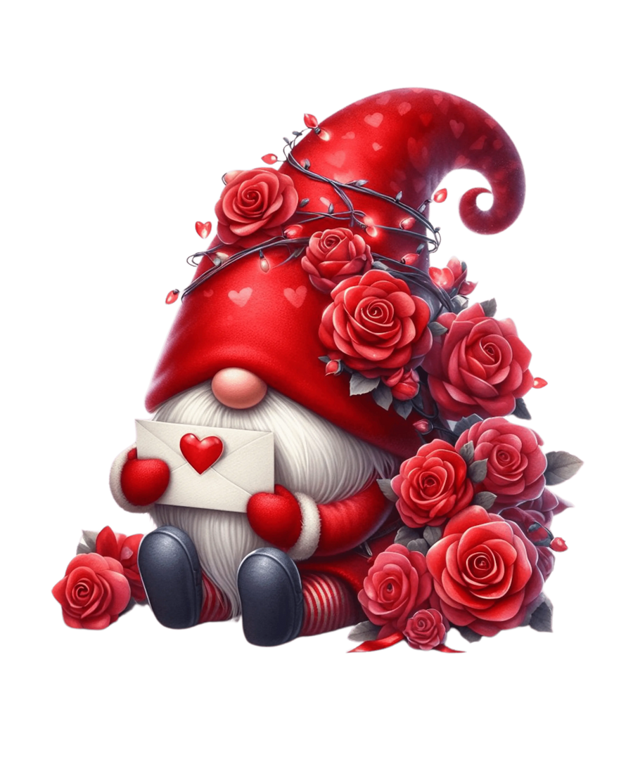 All Rose For You Gnome Valentine's Day Design - DTF Ready To Press