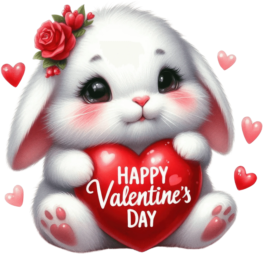Happy Valentine's Day Bunny Design - DTF Ready To Press