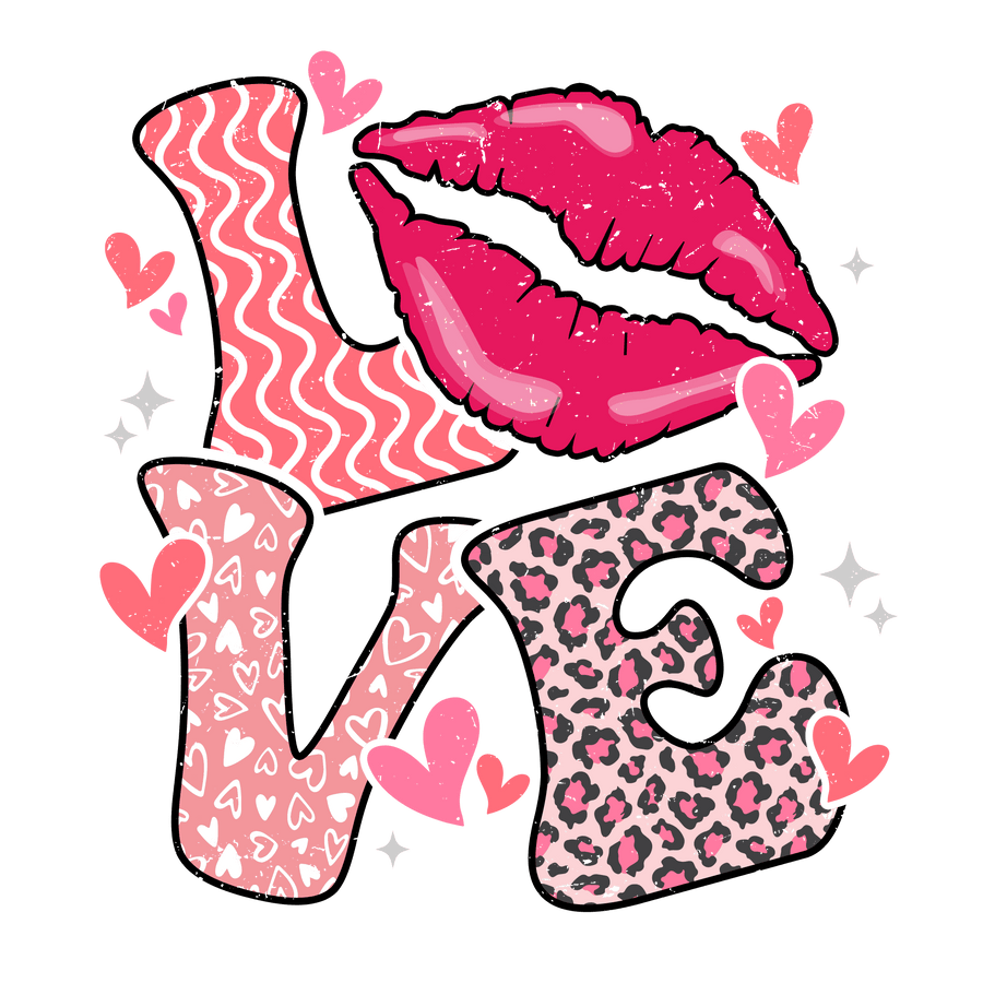 Love Valentine's Day Leopard Design - DTF Ready To Press