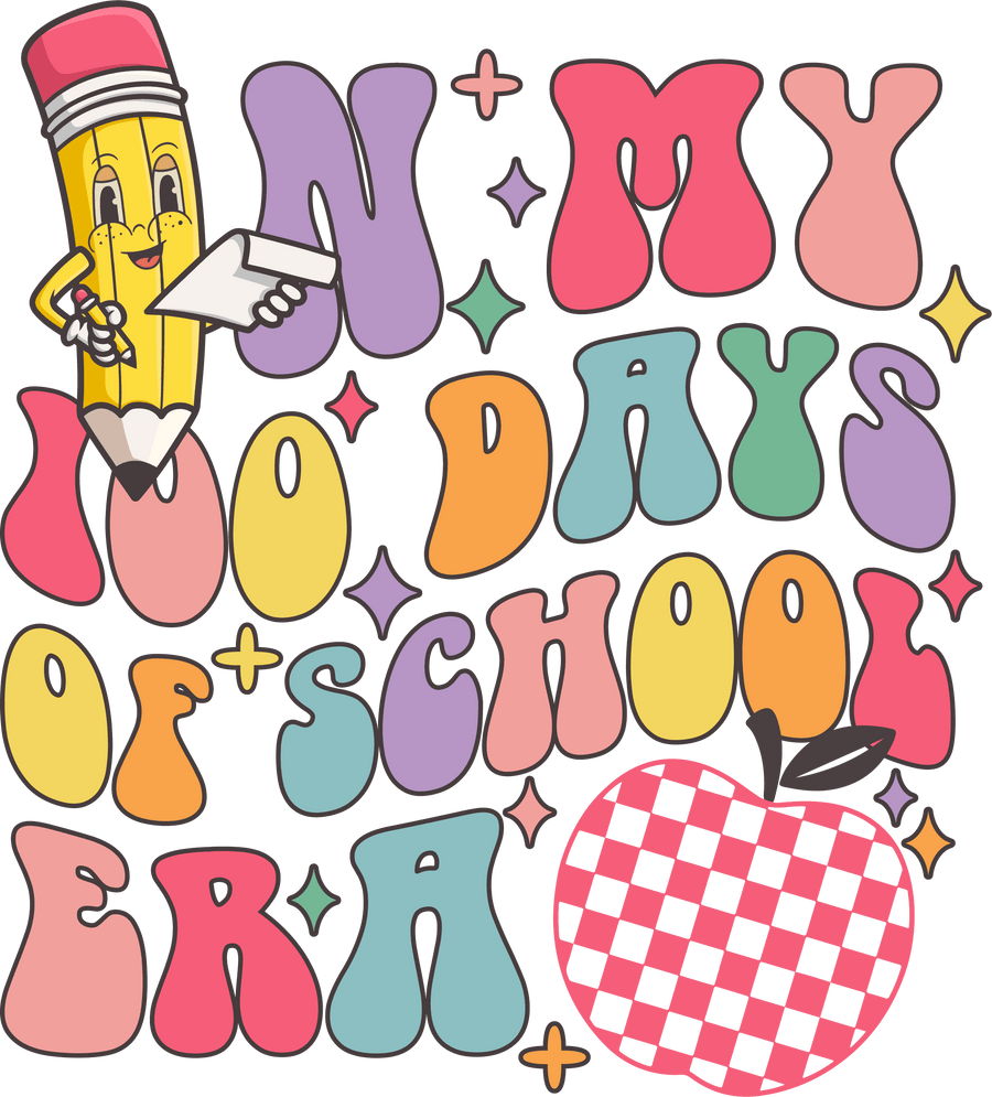 En mi era de 100 días de escuela Diseño de Apple - DTF listo para imprimir