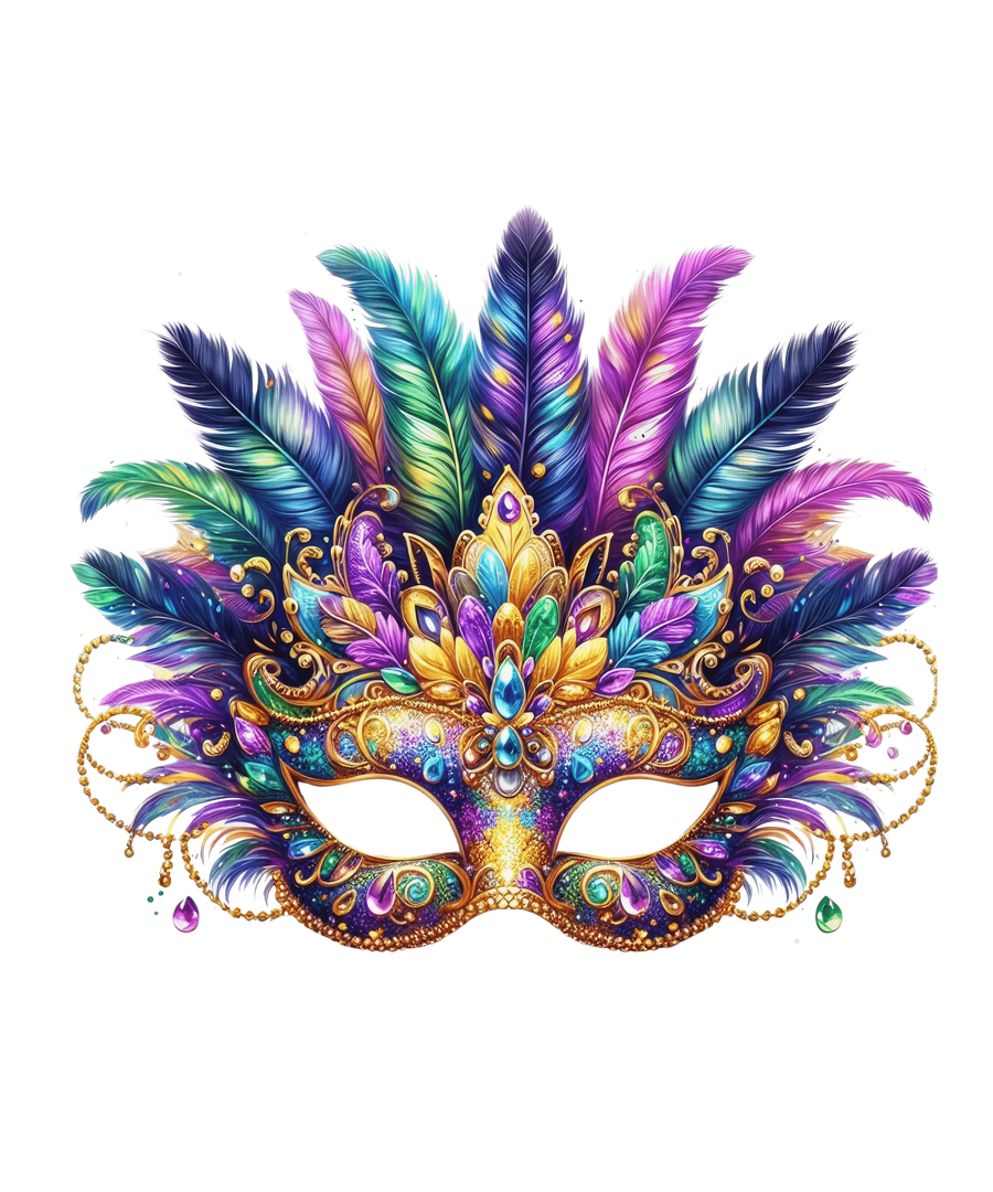Fat Tuesday Mardi Gras Carnival Party Mask Design - DTF Ready To Press